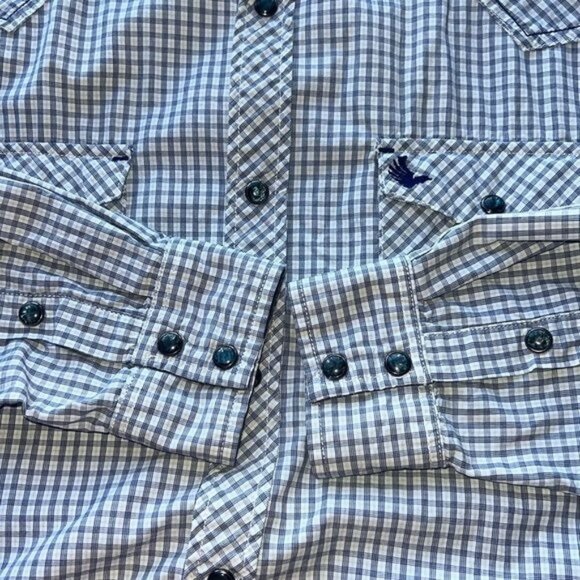Cody James Plaid Western Shirt Men L Blue Cotton Regular Fit Style - Picture 5 of 9